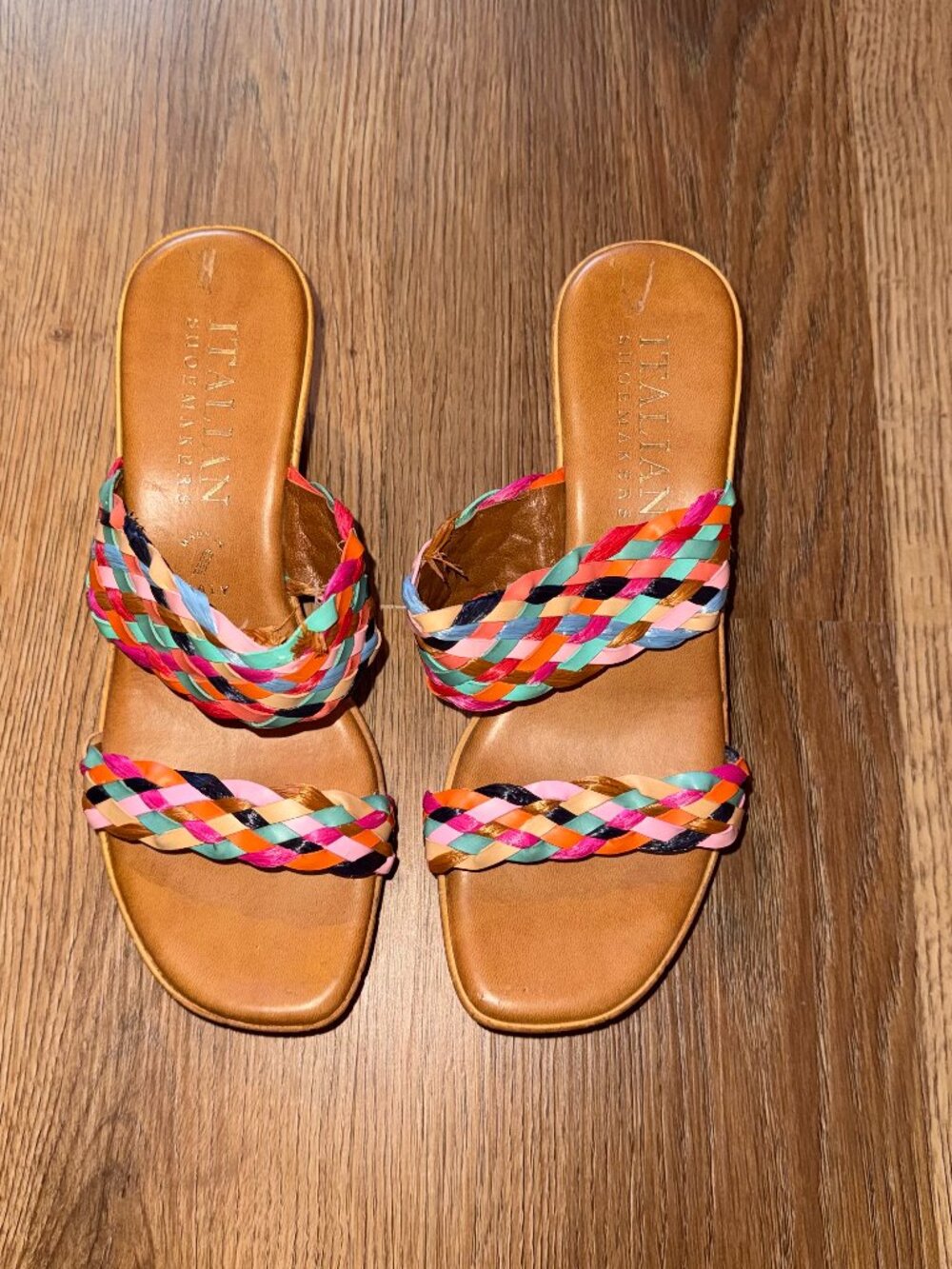 Italian Shoemakers Colorful Straw Wedge Heels